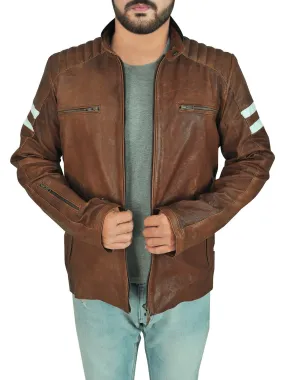 Classic Brown Genuine Leather Biker Jacket