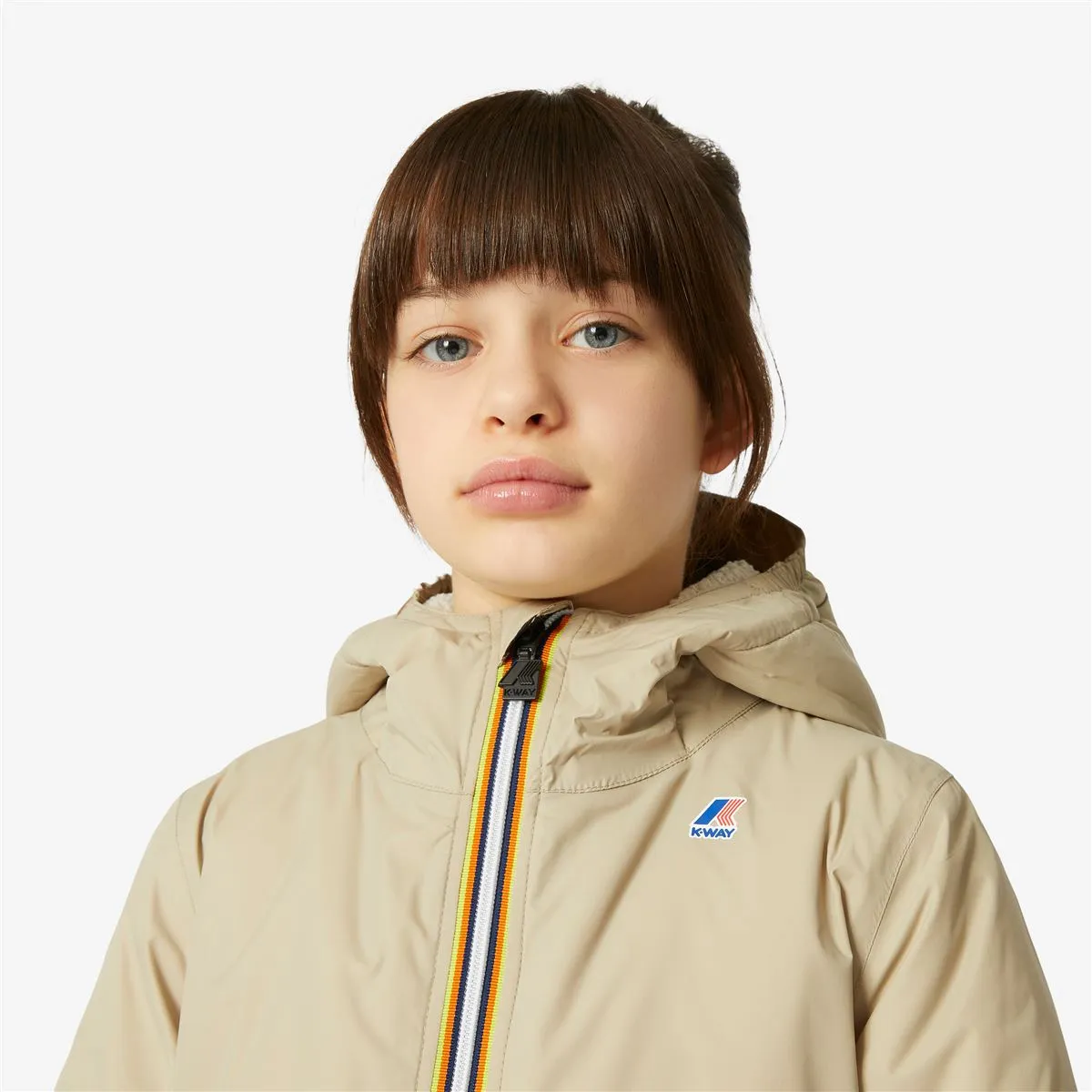 Claude Orsetto - Kids Sherpa Lined Waterproof Jacket in Ecru - Beige Grey