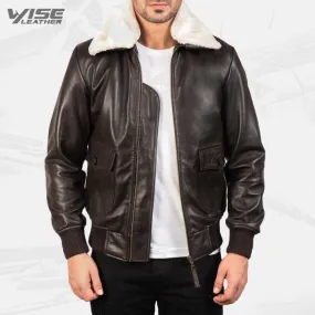 Men's Aviator G-1 Brown Leather Bomber Jacket