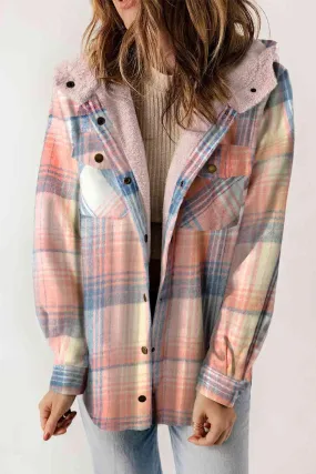 Plaid Snap Down Hooded Jacket - Stylish & Cozy Outerwear for All Seasons