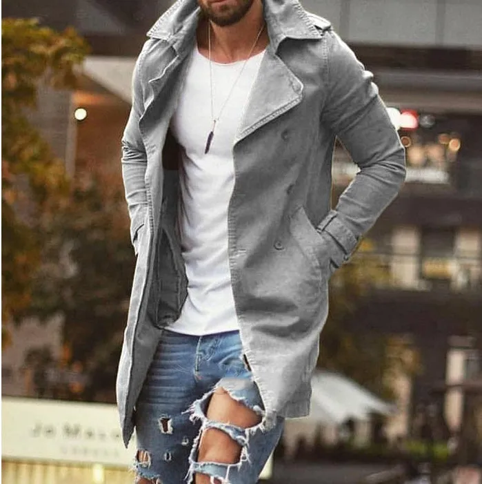 Spring Men Jacket Mid-length Slim Large Size Windbreaker Men  Casual Jacket