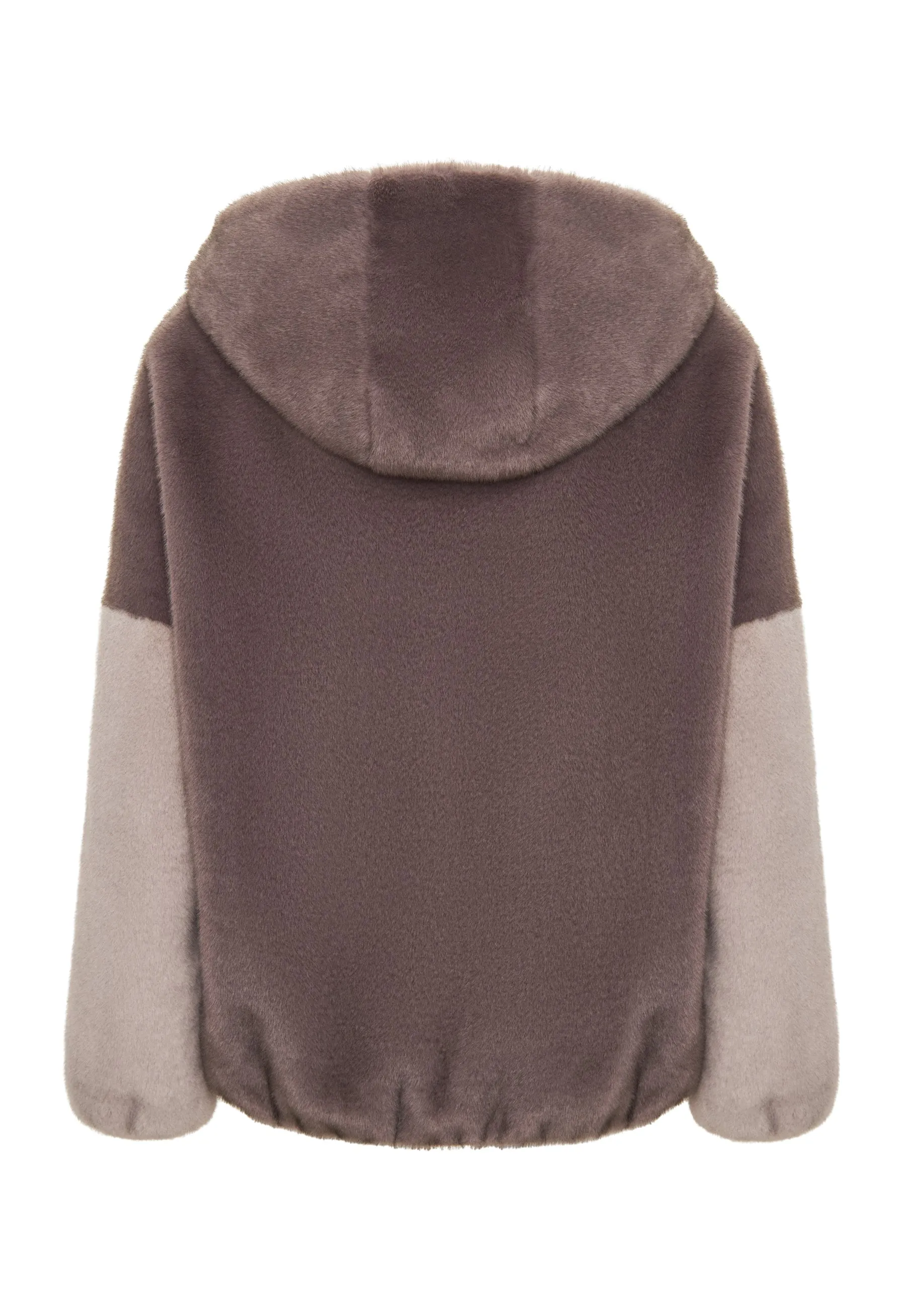 Stylish Hooded Faux Fur Jacket Reyna - Brown