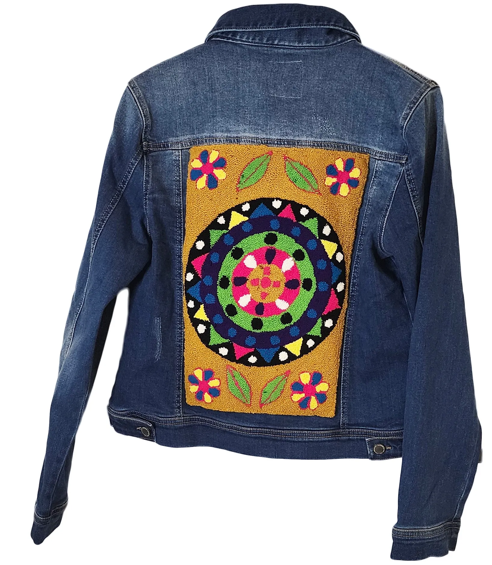 Violette Denim Jacket with Handmade Mandala (L)