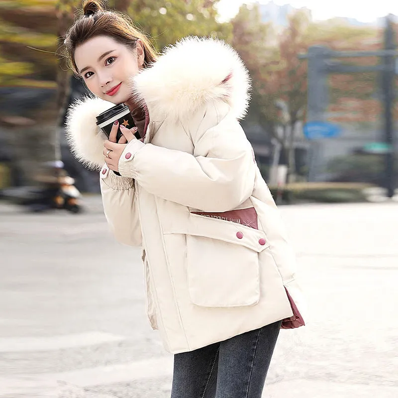 Winter new style loose down padded jacket women mid-length