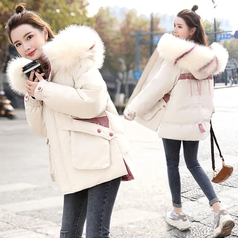 Winter new style loose down padded jacket women mid-length