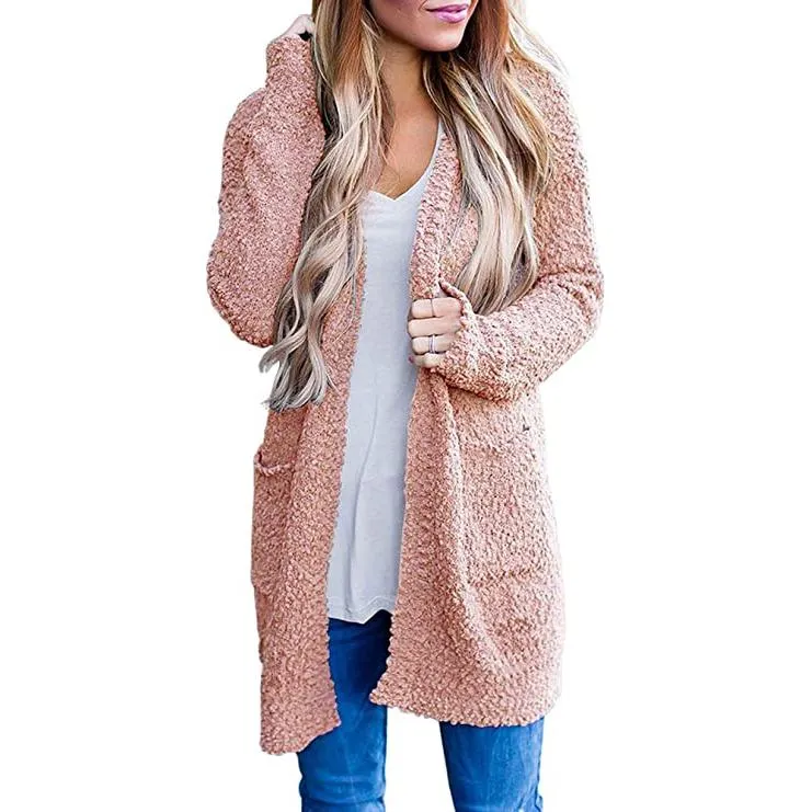 Women's Long Sleeve Soft Chunky Knit Sweater Coat