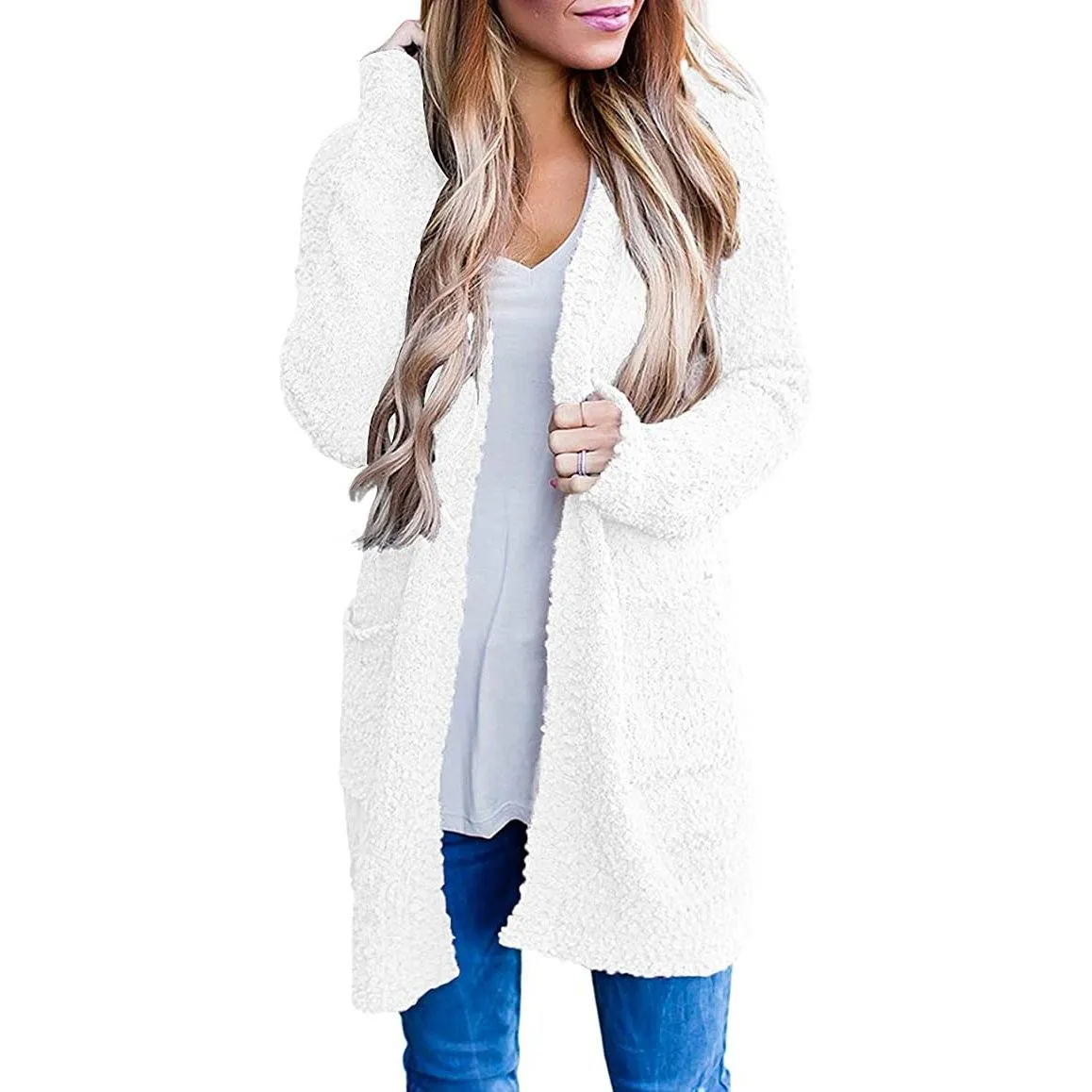 Women's Long Sleeve Soft Chunky Knit Sweater Coat